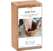 GLOREX Soft-Ton, geschmeidiger natürlicher Ton in Terrakotta, 2500 Gramm, lufttrocknend, zum Modellieren geeignet.