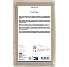 GLOREX Logo, Soft-Ton lufttrocknende Modelliermasse für Kinder, weich und geschmeidig, natürlicher Ton, CE-Kennzeichnung.