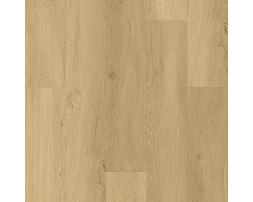 Bodenbelag in Eichenoptik mit natürlicher Holzmaserung und Astlöchern.