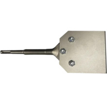 Burin racleur de sol en acier avec emmanchement SDS et lame interchangeable avec trois vis.