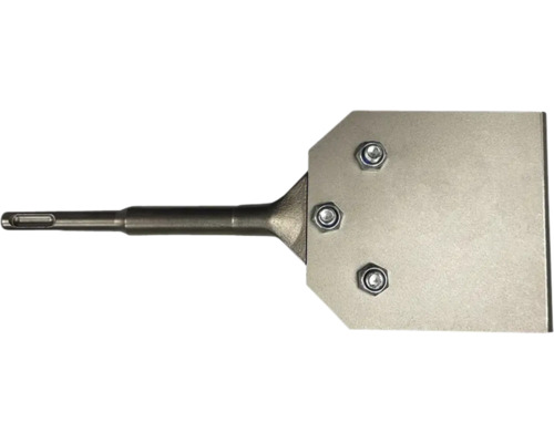 Burin racleur de sol en acier avec emmanchement SDS et lame interchangeable avec trois vis.