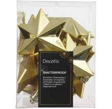 Étoiles de Noël dorées en plastique, incassables, finitions brillantes et pailletées, marque Decoris.