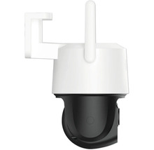 Caméra de surveillance Wi-Fi avec support mural et antenne, orientable et inclinable.