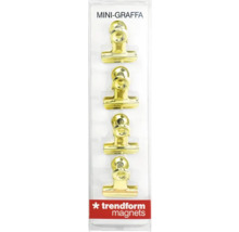 Trendform Magnete Mini-Graffa, goldfarbene Magnetclips im Viererset.