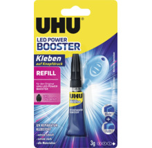 Colle de réparation Ultraviolet UHU LED Power Booster Refill tube 3 grammes pour coller et remplir tous les matériaux rapide et forte.