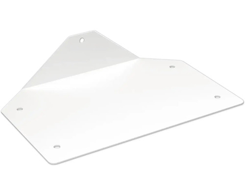 Plaque de raccordement en métal blanc avec trous pré-percés pour le montage.