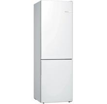 Réfrigérateur combiné Bosch, pose libre, blanc, avec poignées intégrées.