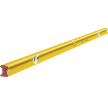 Niveau à bulle Stabila jaune en métal avec trois fioles.