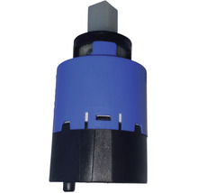 Cartouche céramique pour mitigeur monocommande, pièce de rechange pour robinetterie en plastique bleu et noir.