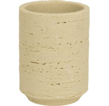 Gobelet à dents cylindrique beige en polyrésine à l'aspect travertin.