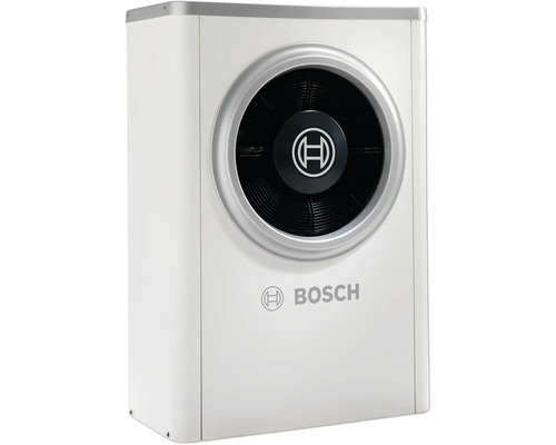 Bosch Wärmepumpe Außeneinheit mit großem Rundventilator und Bosch Logo