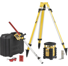 Set de laser rotatif Stabila avec trépied, mire de nivellement, récepteur, lunettes de protection laser et coffret.