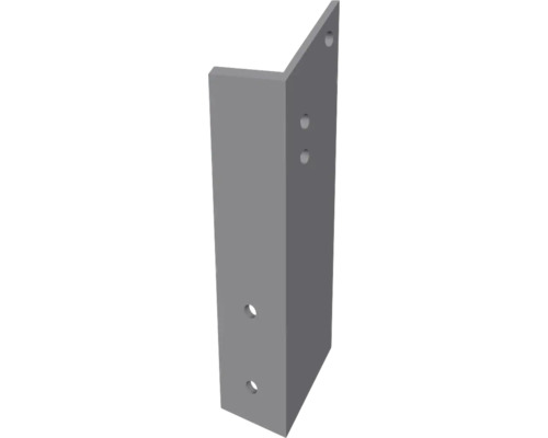 Equerre d'angle métallique en forme de L avec trous pré-percés pour les raccords vissés dans la construction en bois.