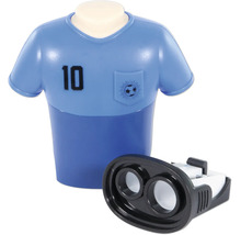 Anspitzer in Form eines blauen Fußballtrikots mit der Nummer zehn und einem Ballsymbol.