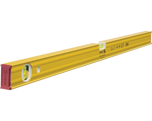 Gelbe Stabila Wasserwaage Type 80 AS, 90 Zentimeter, aus Aluminium mit zwei Libellen und Endkappen.