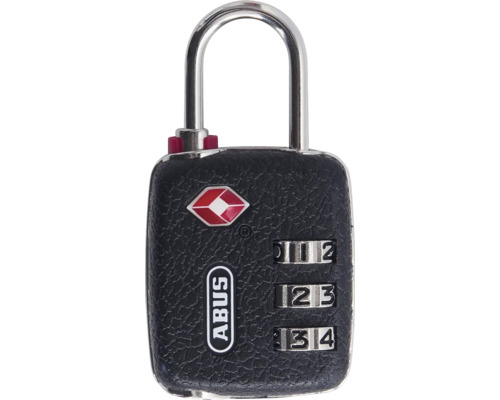 Cadenas à code TSA ABUS avec ABUS Logo, code à trois chiffres et anse en métal.