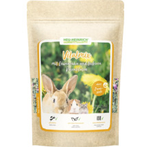Aliments Heu-Heinrich Vitalmix pour petits animaux avec pissenlit et pétales de rose dans l'emballage, sans céréales, haute teneur en herbes.