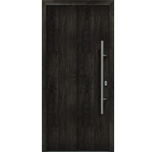 Haustür mit Holzstruktur und Griffstange