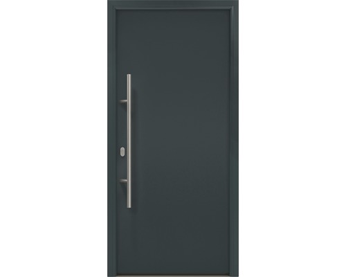 Porte d'entrée EcoStar ISOPRO IP 010 1100 x 2100 mm gauche RAL 7016 gris anthracite avec ensemble de ferrures, poignée barre en acier inoxydable, cylindre profilé de sécurité avec 5 clés