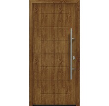 Porte d'entrée EcoStar ISOPRO IP 015 1100 x 2100 mm droite golden oak avec ensemble de ferrures, poignée barre en acier inoxydable, cylindre profilé de sécurité avec 5 clés-thumb-0