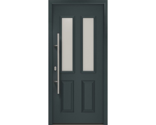 Porte d'entrée EcoStar ISOPRO IP 410 S 1100 x 2100 mm gauche RAL 7016 gris anthracite avec ensemble de ferrures, poignée barre en acier inoxydable, cylindre profilé de sécurité avec 5 clés