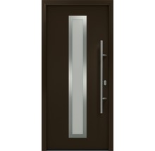 Moderne Haustür mit Glasausschnitt und Edelstahlgriff