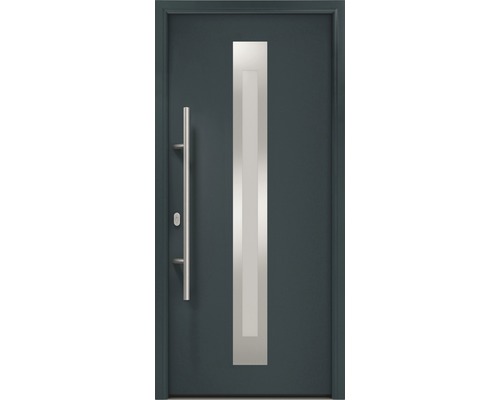 Porte d'entrée EcoStar ISOPRO IP 770S 1100 x 2100 mm gauche RAL 7016 gris anthracite avec ensemble de ferrures, poignée barre en acier inoxydable, cylindre profilé de sécurité avec 5 clés