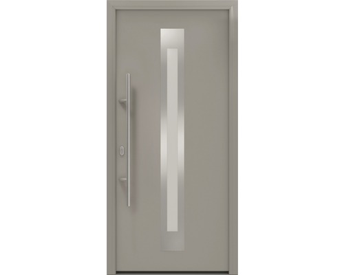 Porte d'entrée EcoStar ISOPRO IP 770S 1100 x 2100 mm gauche RAL 9007 aluminium gris mat avec ensemble de ferrures, poignée barre en acier inoxydable, cylindre profilé de sécurité avec 5 clés-0