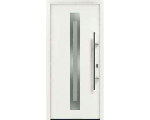 Haustür EcoStar ISOPRO IP 770S 1100 x 2100 mm Rechts RAL 9016 verkehrsweiß inkl. Beschlag-Set,Edelstahl Stangengriff,Sicherheitsprofilzylinder mit 5 Schlüsseln Weisse Haustür mit Fenster und Griff