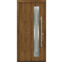 Haustür mit Edelstahlgriff und Glaselement