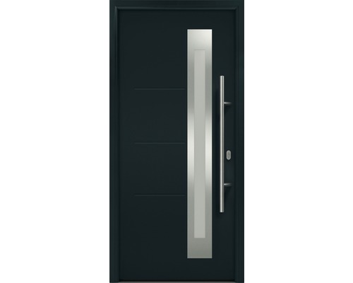 Haustür EcoStar ISOPRO IP 780S 1100 x 2100 mm Rechts RAL 7016 anthrazitgrau inkl. Beschlag-Set,Edelstahl Stangengriff,Sicherheitsprofilzylinder mit 5 Schlüsseln Haustür mit Seitenteil und Edelstahlgriff