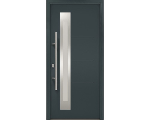 Porte d'entrée EcoStar ISOPRO IP 780S 1100 x 2100 mm gauche RAL 7016 gris anthracite avec ensemble de ferrures, poignée barre en acier inoxydable, cylindre profilé de sécurité avec 5 clés