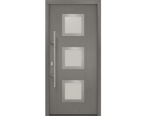 Porte d'entrée EcoStar ISOPRO IP 810S 1100 x 2100 mm gauche CH703 anthracite metallic avec ensemble de ferrures, poignée barre en acier inoxydable, cylindre profilé de sécurité avec 5 clés