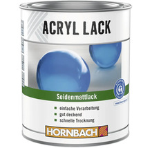 Vernis acrylique Hornbach, vernis satiné en boîte métallique, certifié écologique avec l Ange Bleu, Hornbach Logo.