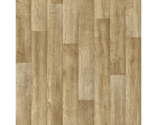Revêtement de sol stratifié aspect chêne avec veinure de bois rustique et structure.