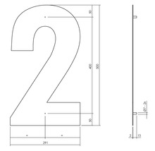 Hausnummer Intersteel 2 XXL 500 mm Edelstahl gebürstet