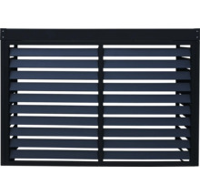 Panneau brise-vue en aluminium anthracite avec lames horizontales et montant central.