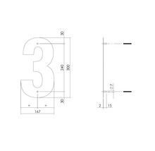 Hausnummer Intersteel 3 XL 300 mm schwarz matt