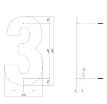 Numéro de rue Intersteel 3 XXL 500 mm acier inoxydable brossé