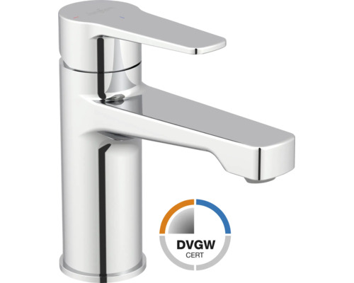 Mitigeur de lavabo monocommande en chrome avec certification DVGW.