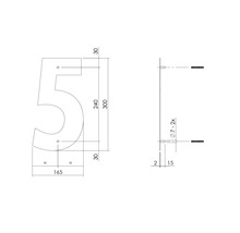 Hausnummer Intersteel 5 XL 300 mm Edelstahl gebürstet