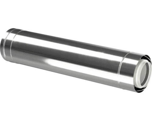 Tuyau de cheminée à double paroi en acier inoxydable, surface brillante, élément de longueur cylindrique.