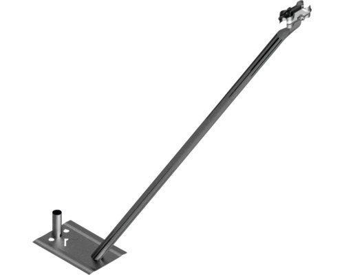 Support de latte de faîtage en acier galvanisé avec plaque de base et long bras de support pour fixation sur le toit.