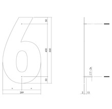 Hausnummer Intersteel 6 XXL 500 mm Edelstahl gebürstet