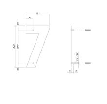 Hausnummer Intersteel 7 XL 300 mm schwarz matt