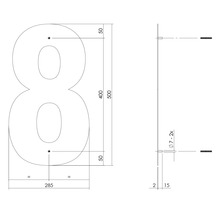 Hausnummer Intersteel 8 XXL 500 mm Edelstahl gebürstet