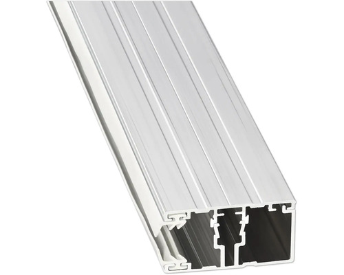 Aluminiumprofil mit Führungsschienen und Hohlkammer für Konstruktionsarbeiten.