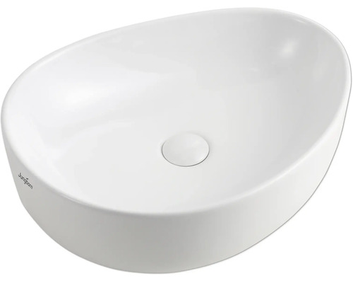 Vasque à poser ovale Jungborn en céramique sanitaire blanche.