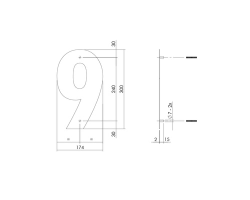Dessin technique d''un numéro de maison neuf avec dimensions