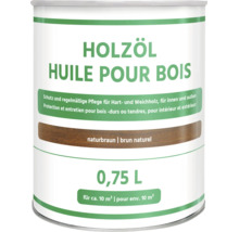Huile pour bois 0,75 litre en brun naturel pour bois durs et tendres, intérieur et extérieur, pour environ 10 mètres carrés.